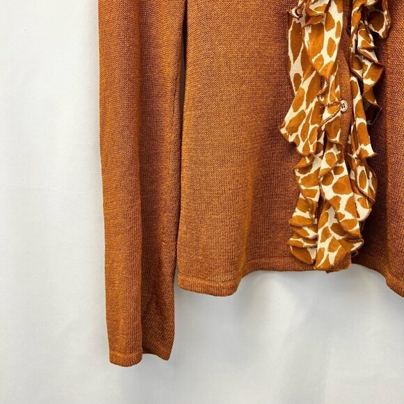 Doncaster Womens Button Up Cardigan Sweater Multicolor Giraffe Long Sleeve M - Picture 9 of 11